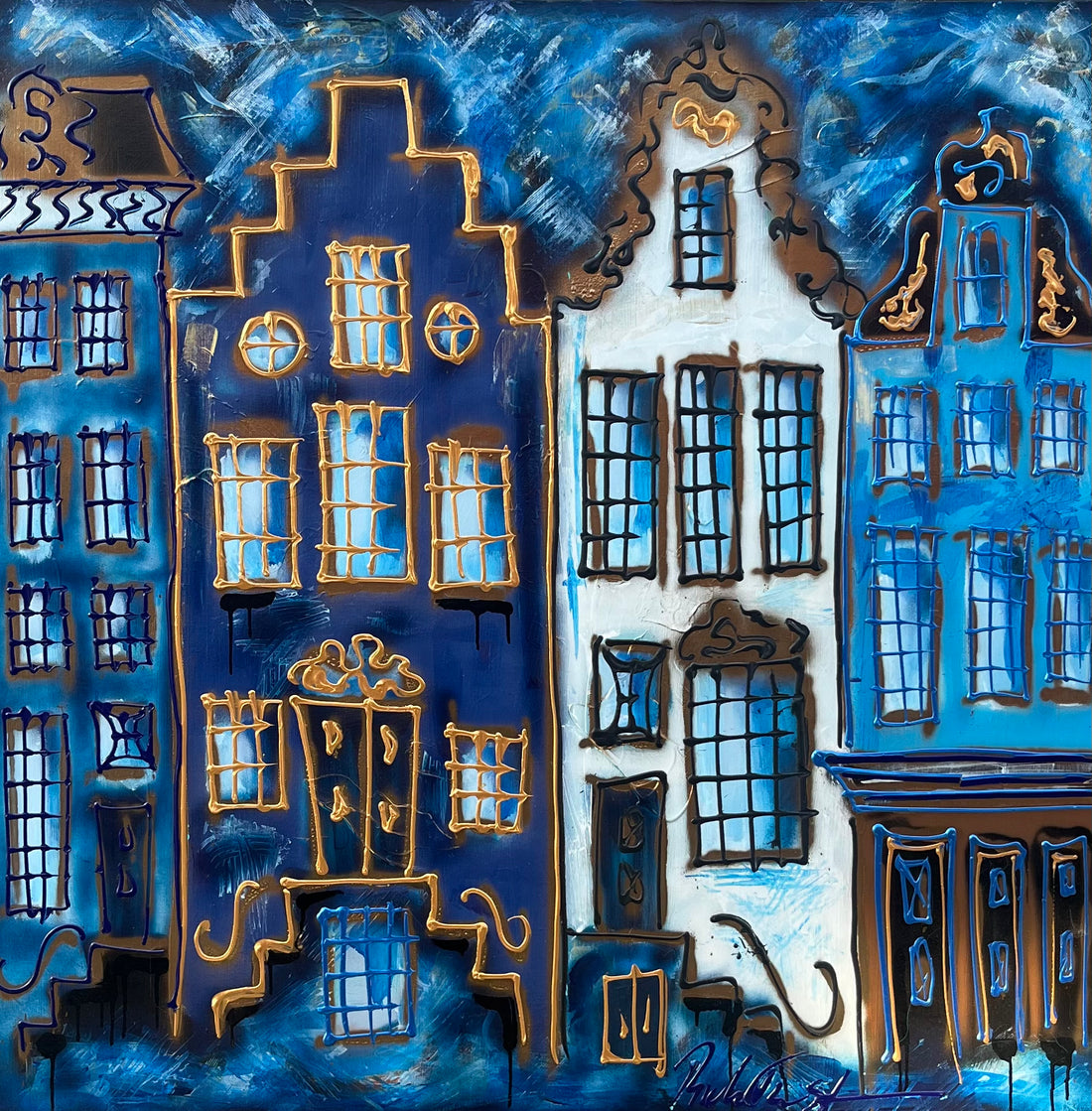 Grachtenpandjes blauw