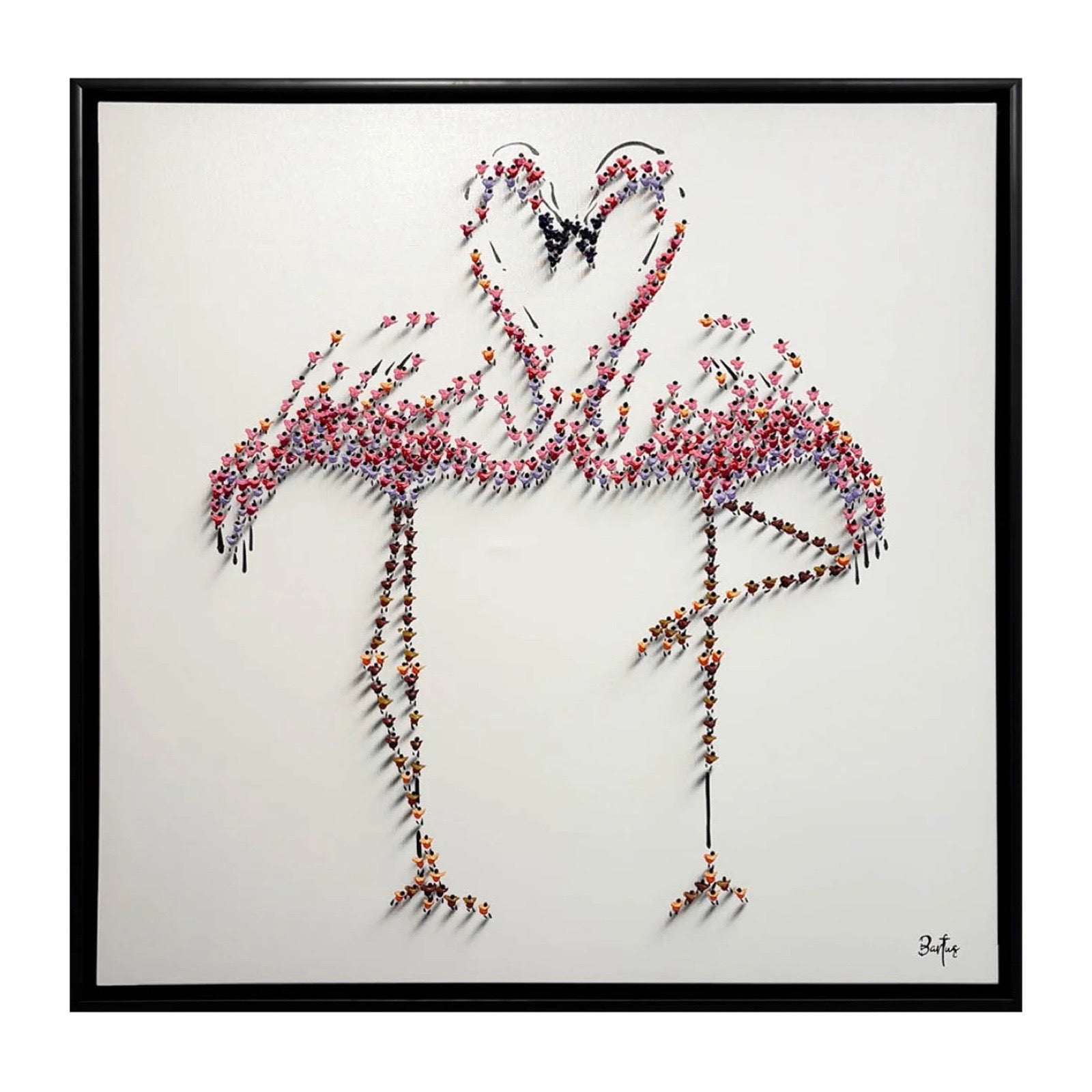 Origineel schilderij van Francisco Bartus  Flamingo Flirt moderne kunst