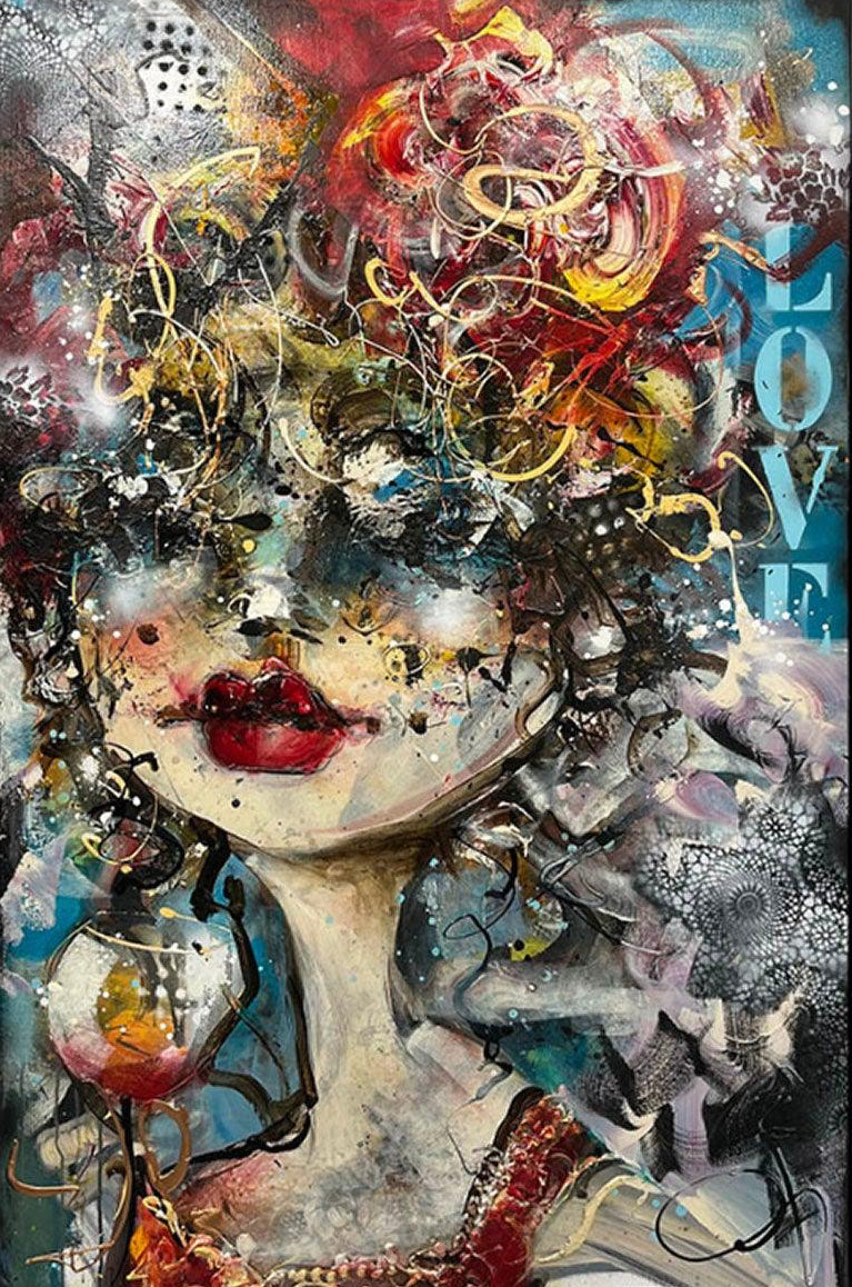 Guy Olivier schilder 'Love Love' kleurrijk portret Modernekunst.nl