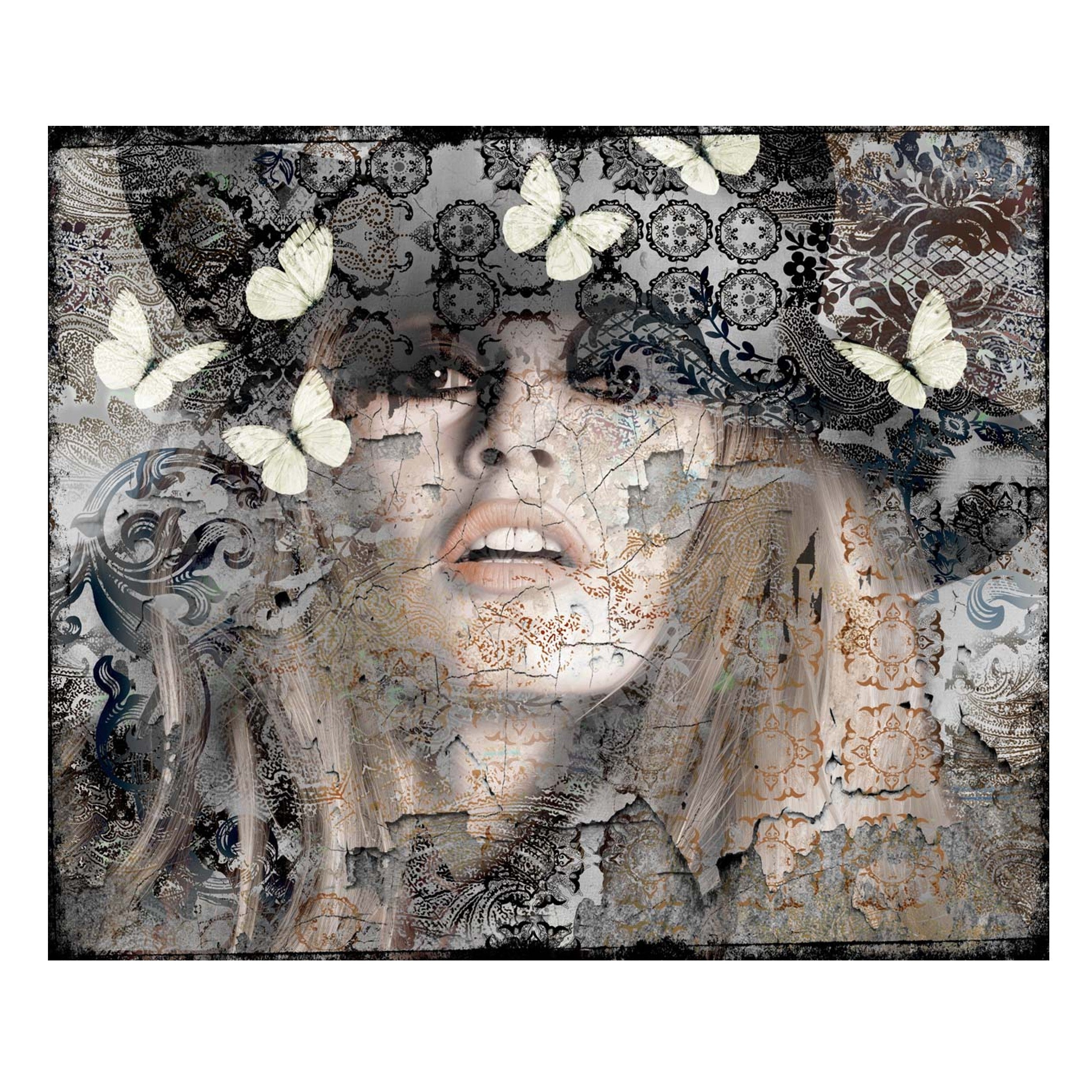 Schilderij van Brigitte Bardot gedrukt op leder door Hans Jochem Bakker.