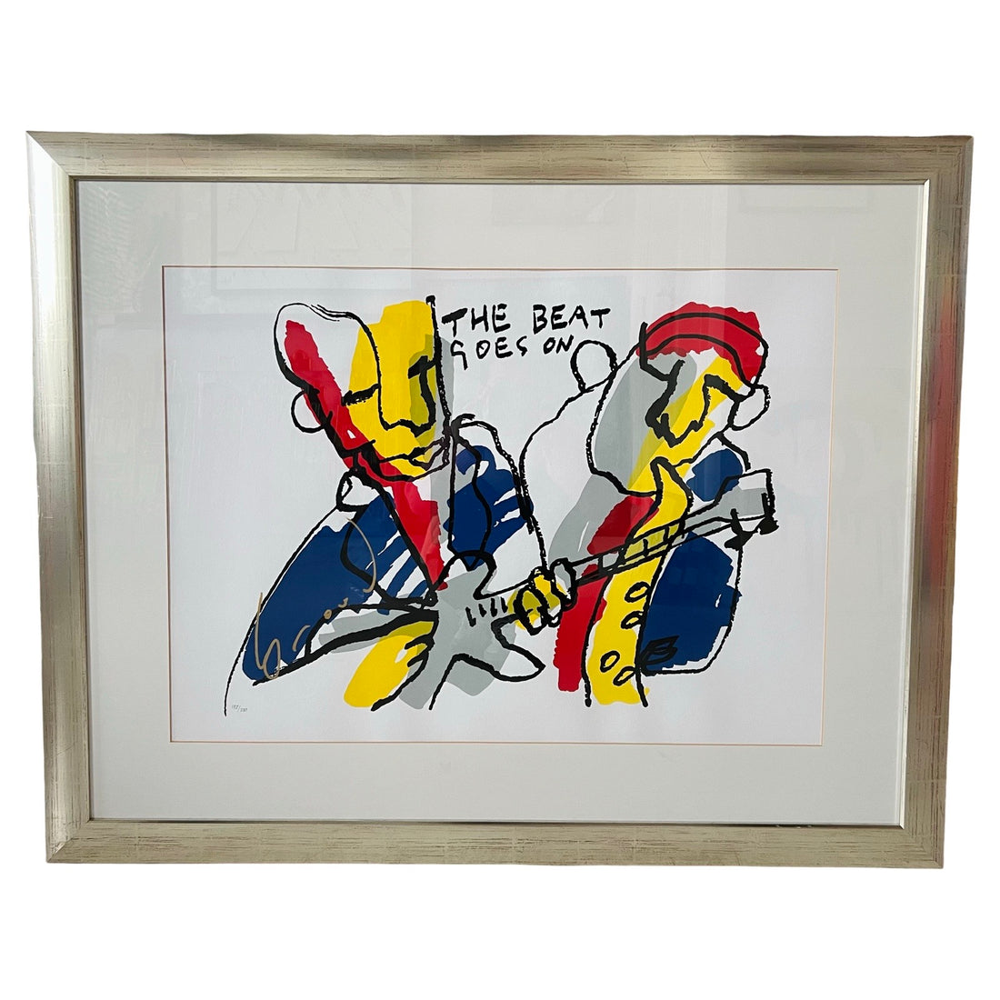 Herman Brood zeefdruk The Beat Goes on met gitaar gelimiteerde oplage moderne kunst
