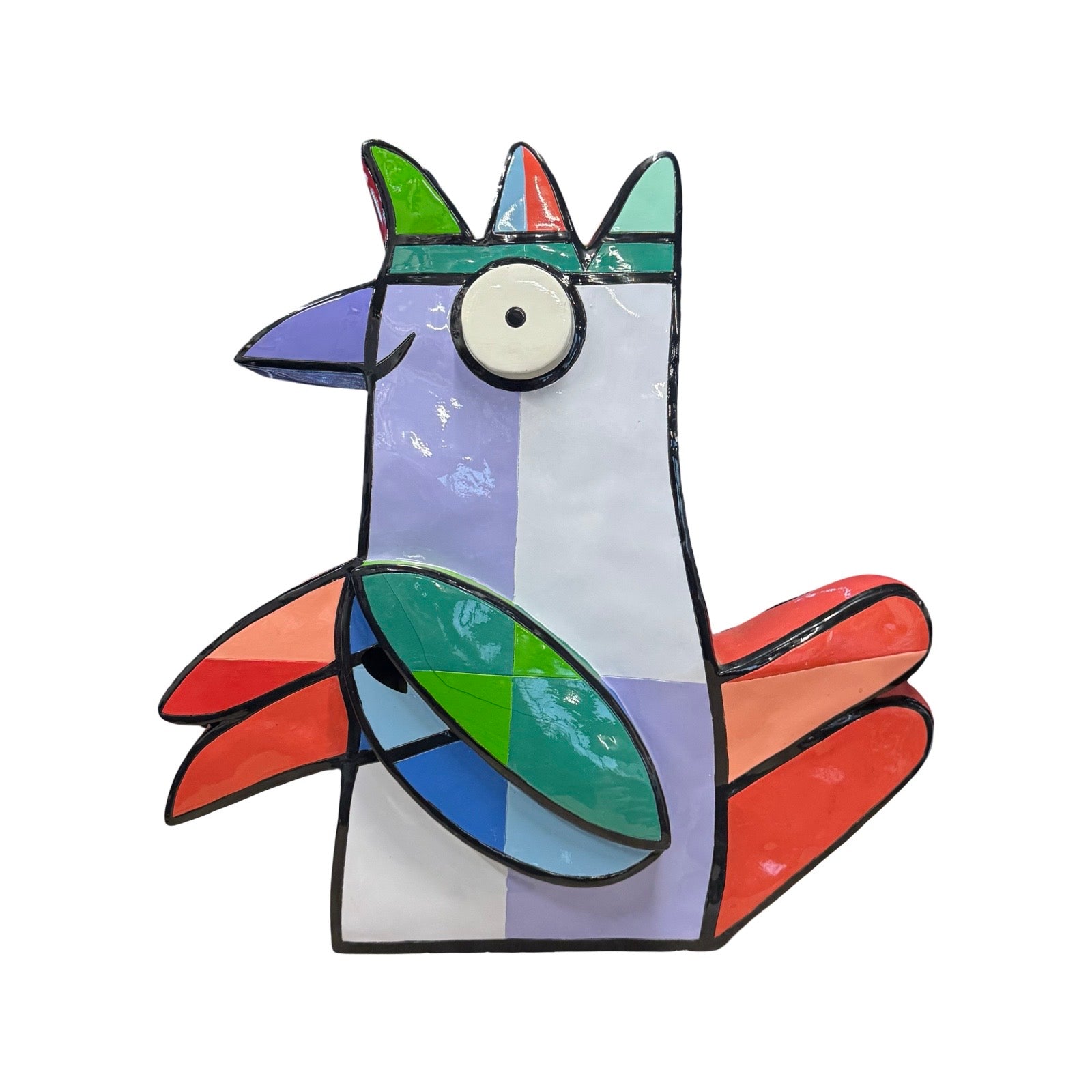 Sculptuur van een vreemde vogel van Jacqueline Schafer.