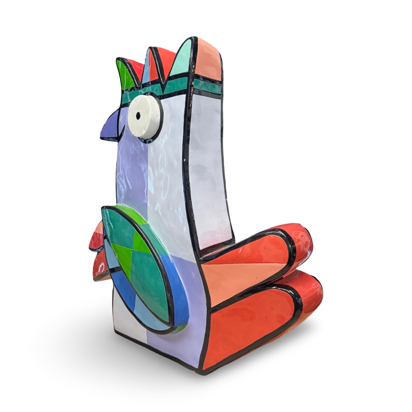 Sculptuur van een vreemde vogel van Jacqueline Schafer.