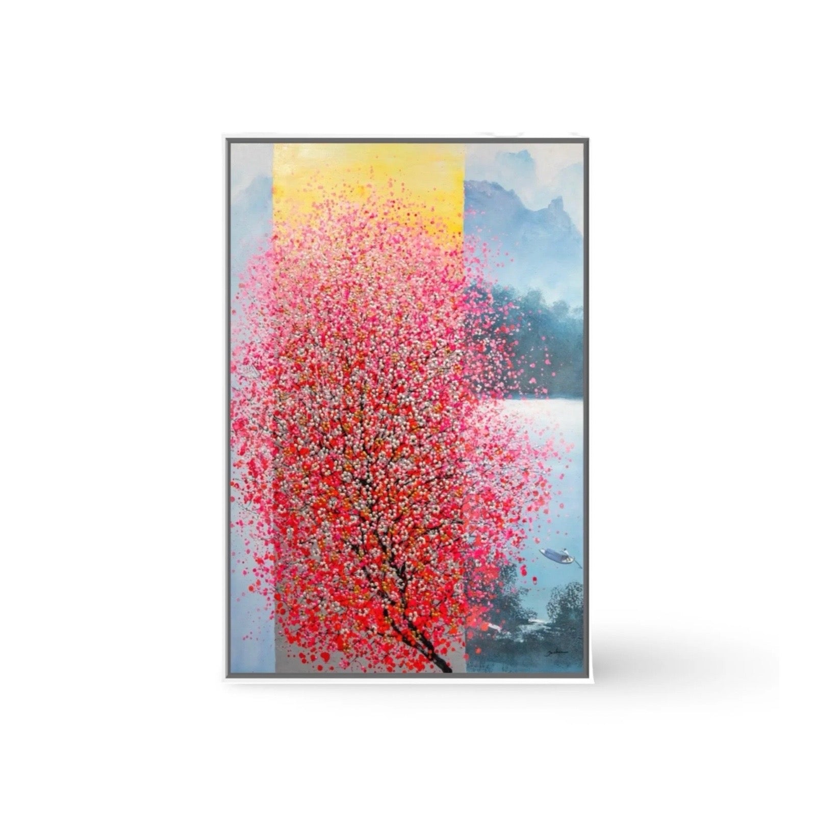 Pink Mediation Yellow stripe - Moderne Kunst