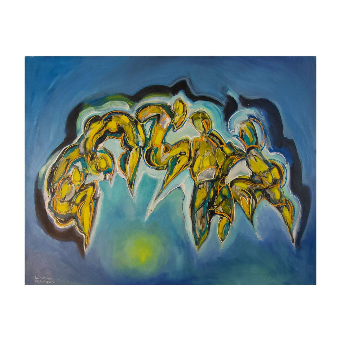 Abstract Yellow Blue - Moderne Kunst