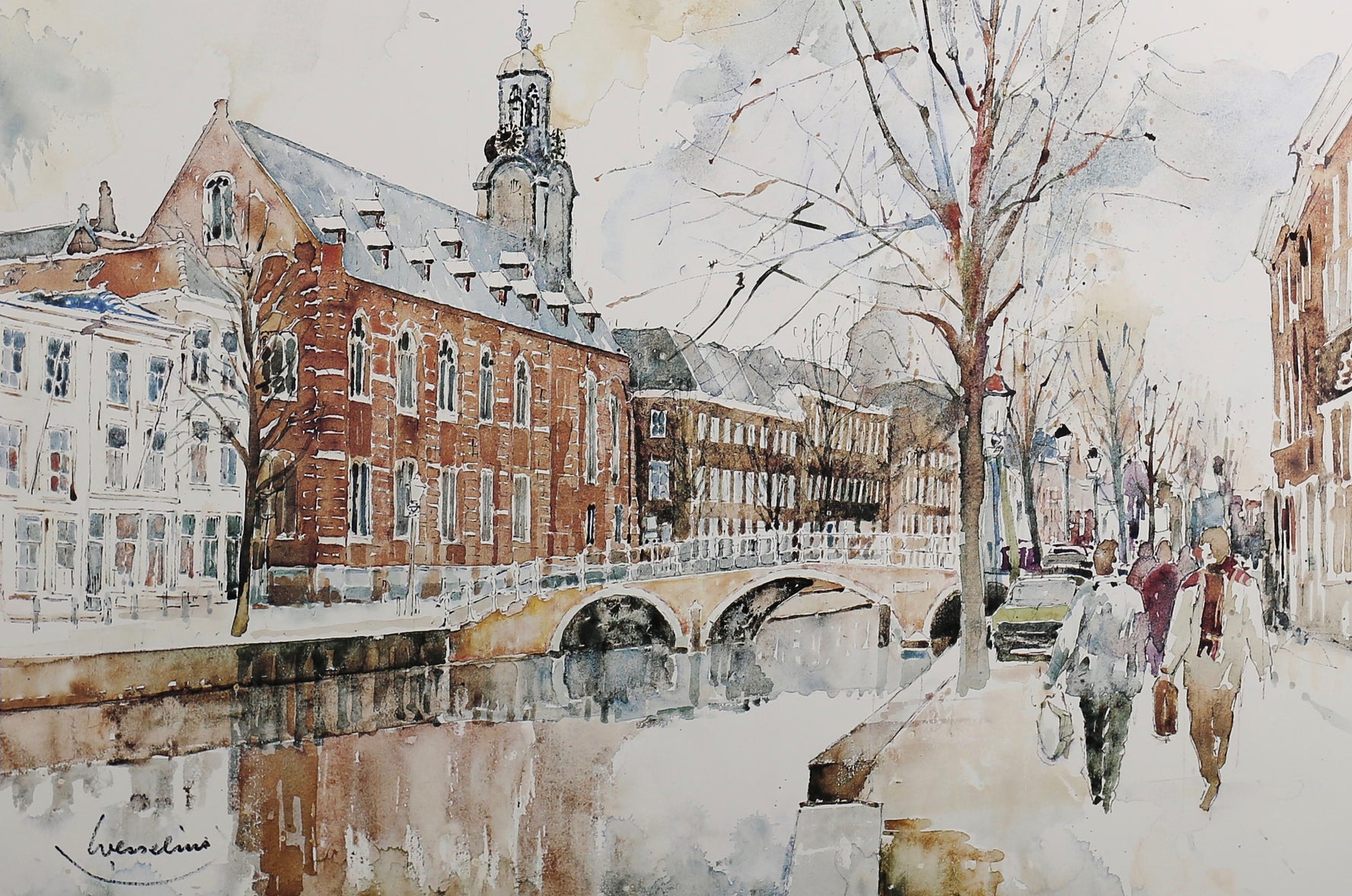 Lithograph Academiegebouw Leiden