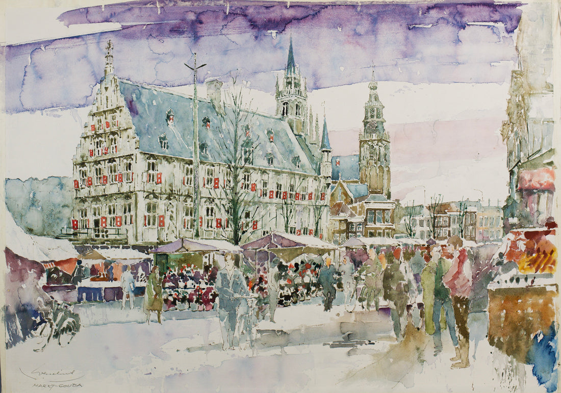 Lithograph Markt Gouda