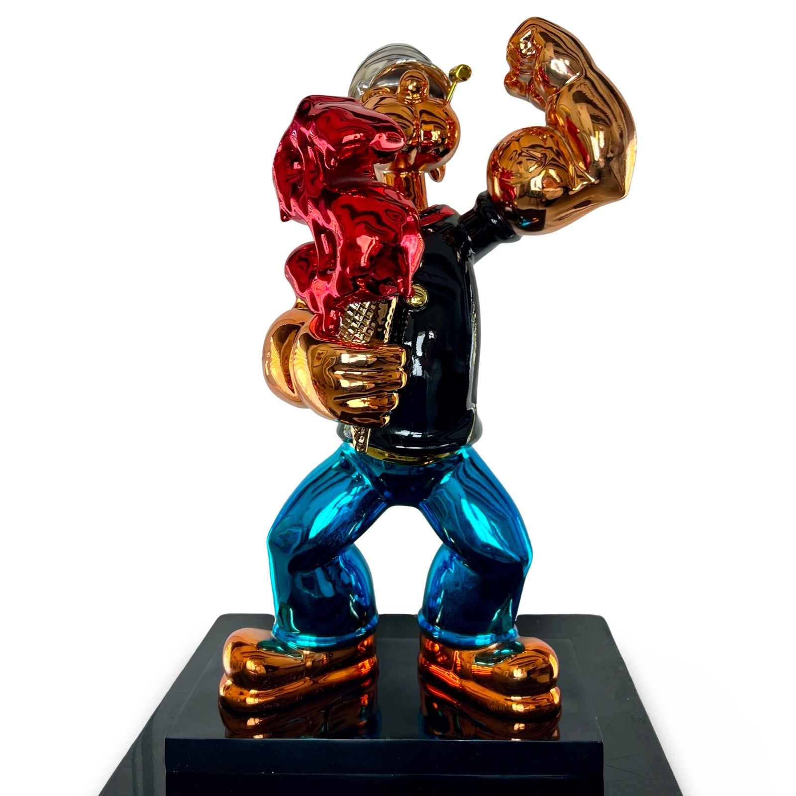 Van Apple Art Popeye Ice Cream beeld pop art sculpture chrome resin gesigneerd kunstwerk 42 cm