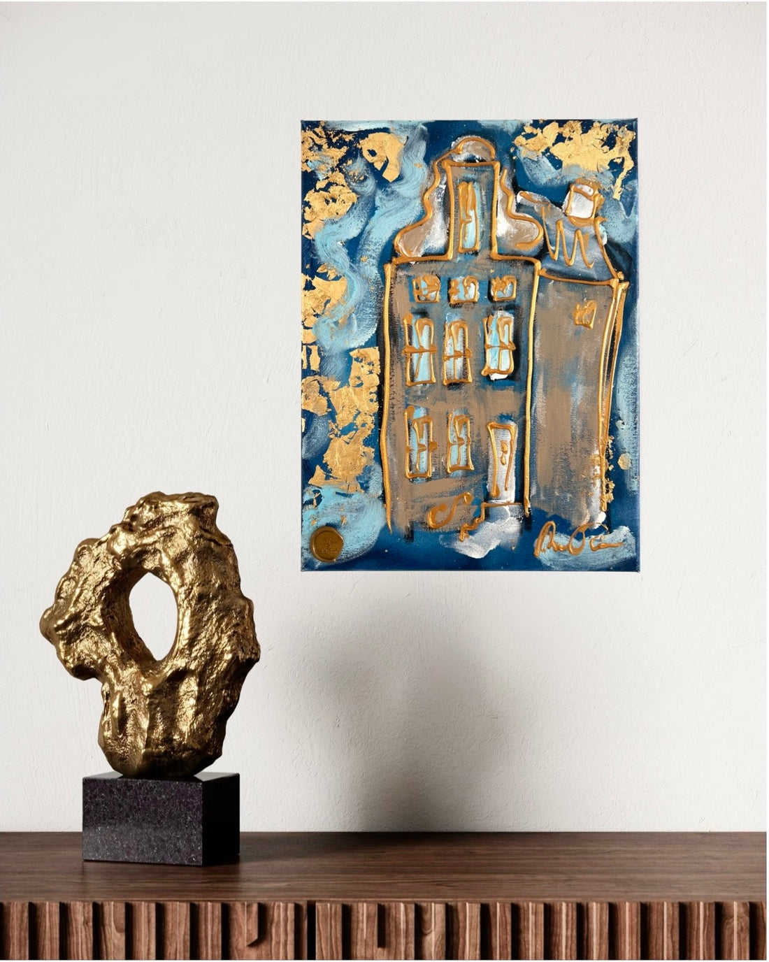 Small Amsterdam canal house painting from Rick Triest
