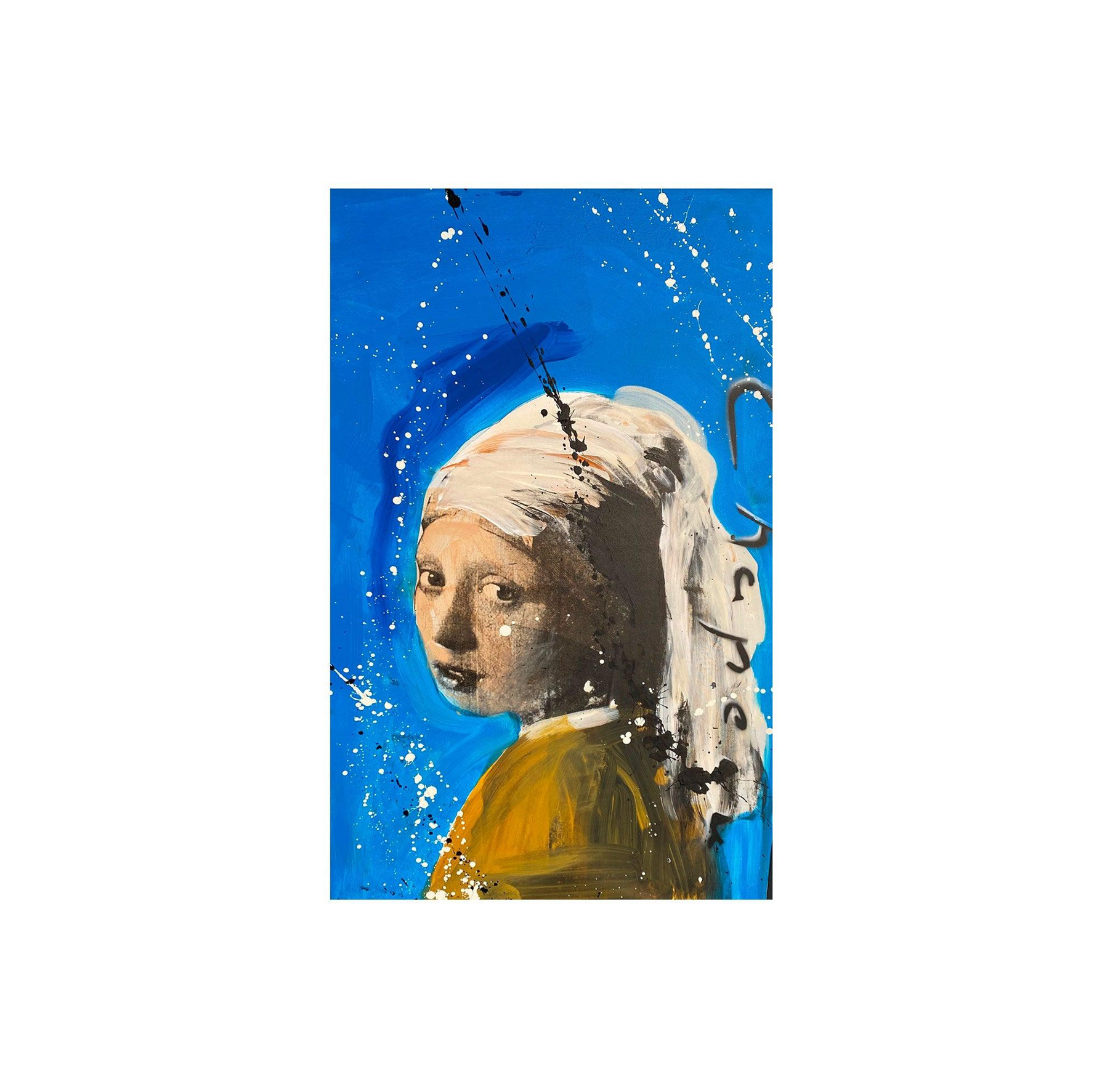 Ronald Chapeau's 'Girl with the Pearl' interpretatie, pop-art schilderij