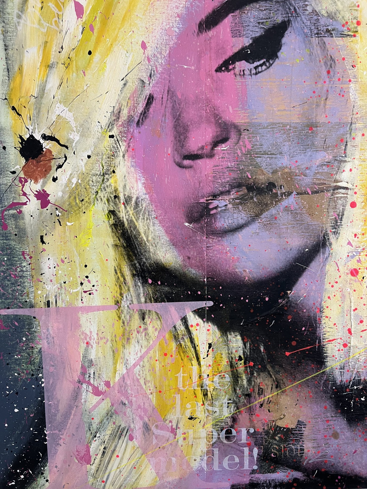 Ronald Chapeau 'Lindsay Lohan' mixed media schilderij