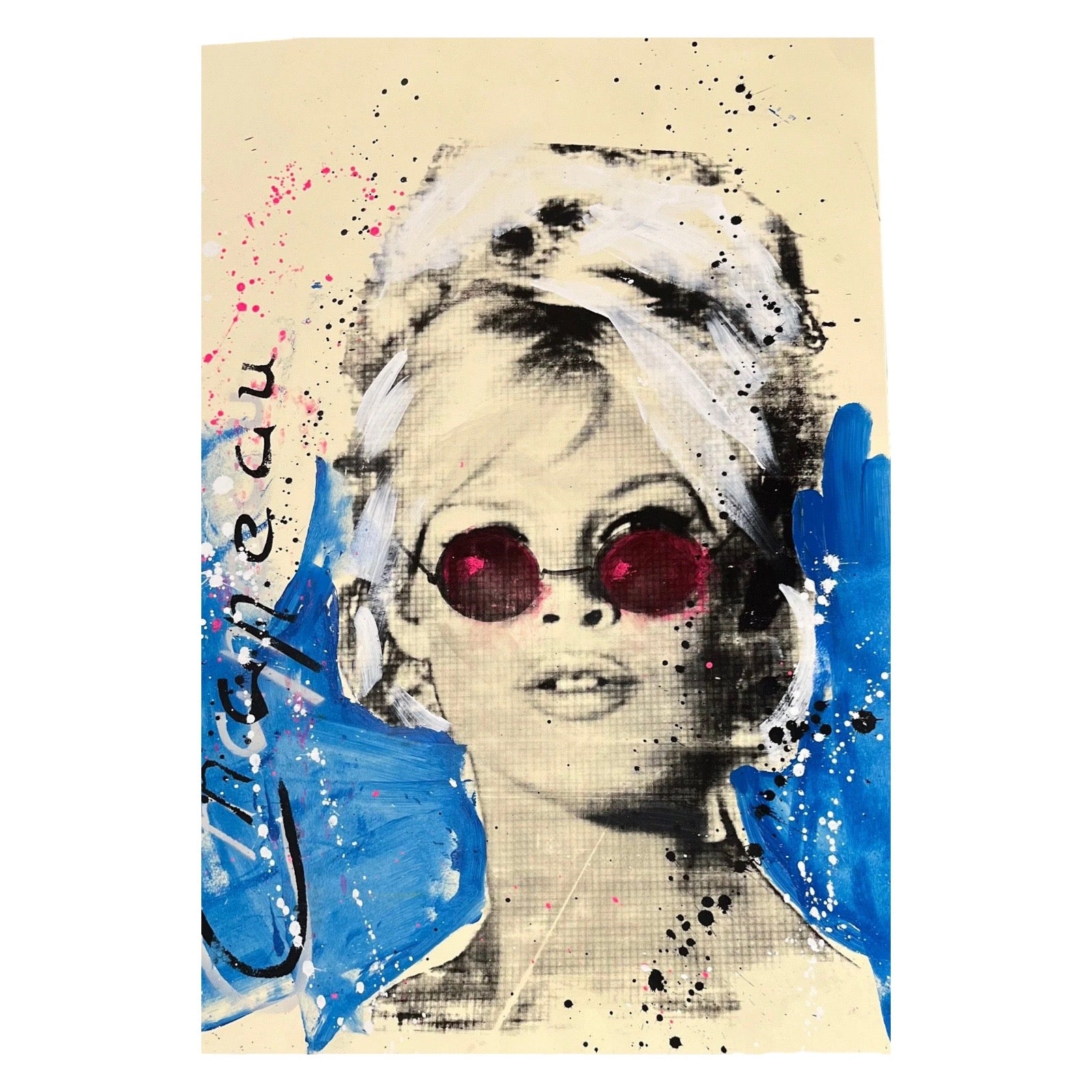 Schilderij van Brigitte Bardot in blauw van Ronald Chapeau via moderne kunst