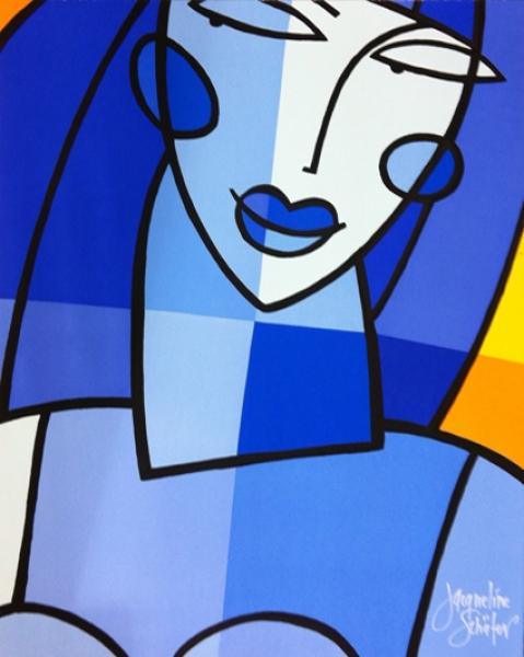 Vrouw in blauw - Moderne Kunst